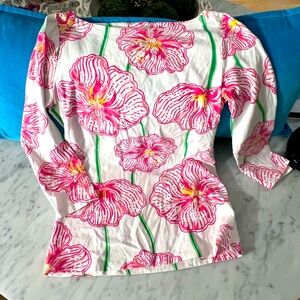Andie top Lily Pulitzer Divine pink & Green. Orchid Top!! Huge size XS!